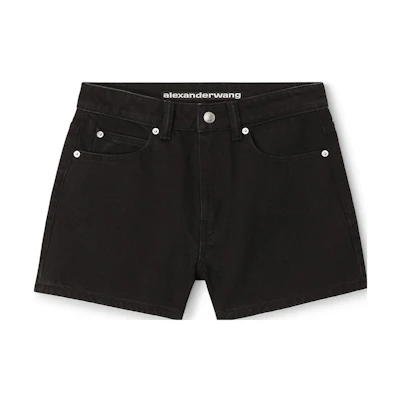 (Women) Alexander Wang High-Waisted Black Denim Shorts with Zipper 4DC4234181-011