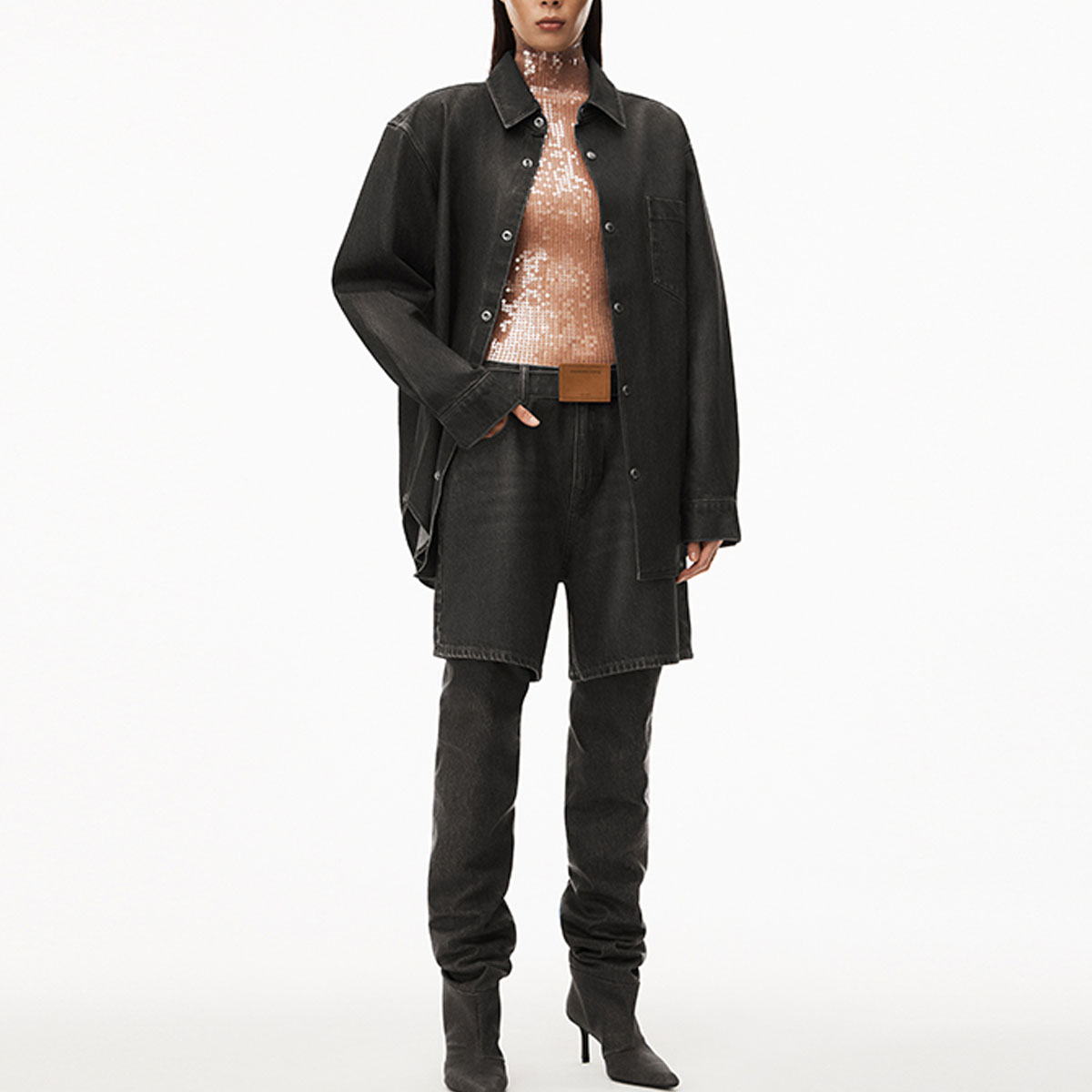 (Women) Alexander Wang High-Waisted Distressed Denim Shorts Women - Faded Gray 4DC2234568-015 圖 3