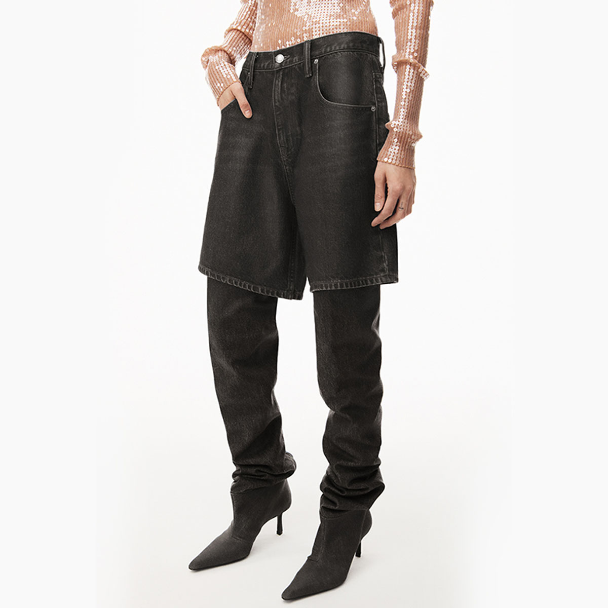 (Women) Alexander Wang High-Waisted Distressed Denim Shorts Women - Faded Gray 4DC2234568-015 圖 5