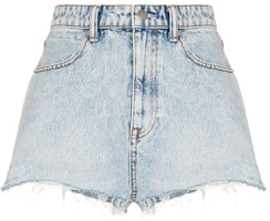 (Women) Alexander Wang High-Waisted Frayed Denim Shorts Women Blue 4DC4214014-270 (Women) Alexander Wang High-Waisted Frayed Denim Shorts Women Blue 4DC4214014-270