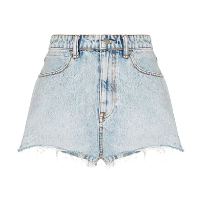 (Women) Alexander Wang High-Waisted Frayed Denim Shorts Women Blue 4DC4214014-270