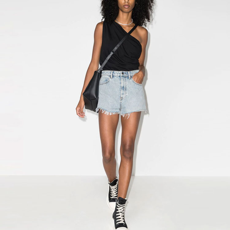 Lookbook (Women) Alexander Wang High-Waisted Frayed Denim Shorts Women Blue 4DC4214014-270