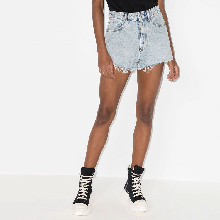 Shop (Women) Alexander Wang High-Waisted Frayed Denim Shorts Women Blue 4DC4214014-270