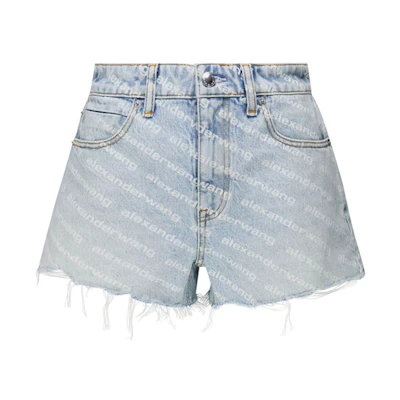 (Women) Alexander Wang High-Waisted Logo Denim Shorts - Blue 4DC2204781