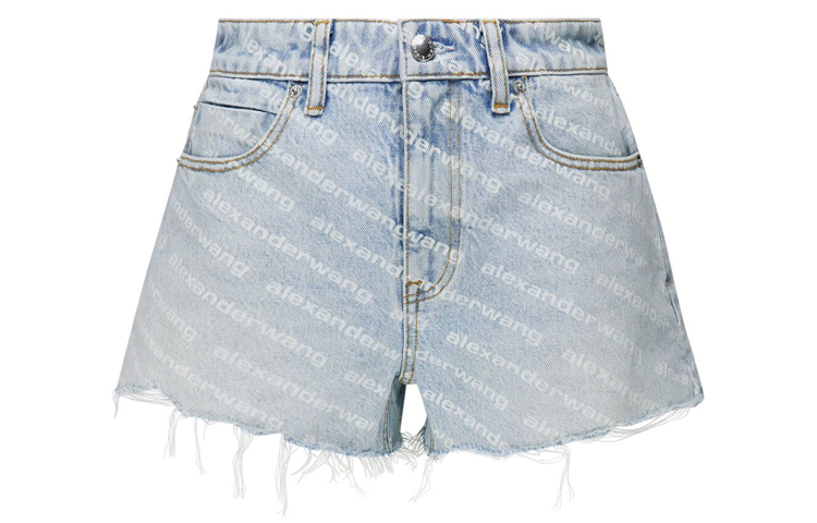 Order (Women) Alexander Wang High-Waisted Logo Denim Shorts - Blue 4DC2204781