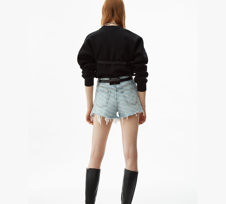 Details for (Women) Alexander Wang High-Waisted Logo Denim Shorts - Blue 4DC2204781