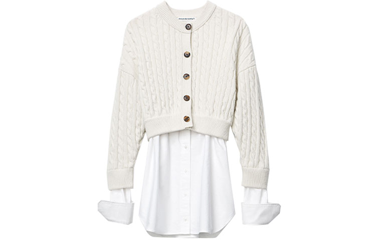 (Women) Alexander Wang Ivory White Cable-Knit Cardigan Sweater. 4KC3213020-283