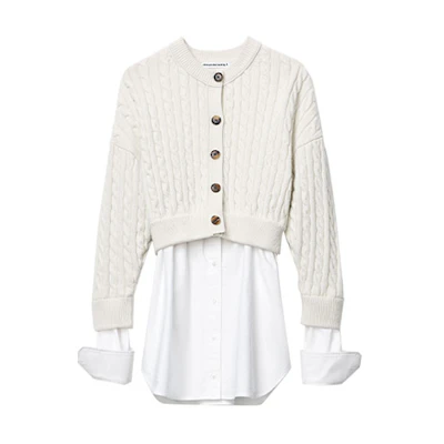 (Women) Alexander Wang Ivory White Cable-Knit Cardigan Sweater. 4KC3213020-283