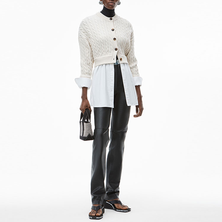 Lookbook (Women) Alexander Wang Ivory White Cable-Knit Cardigan Sweater. 4KC3213020-283