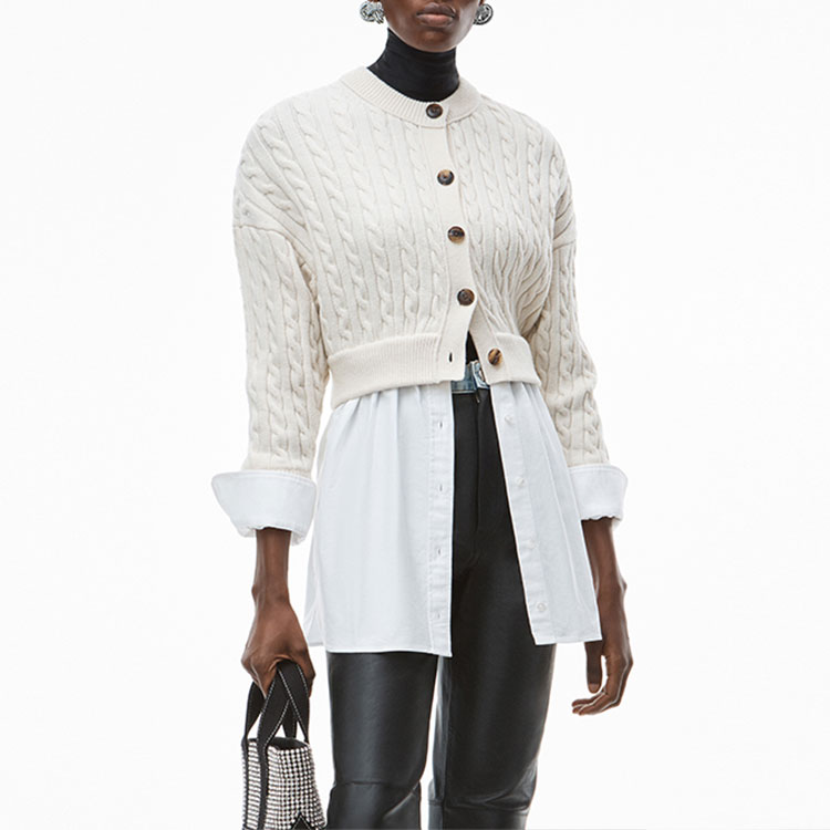 Purchase (Women) Alexander Wang Ivory White Cable-Knit Cardigan Sweater. 4KC3213020-283