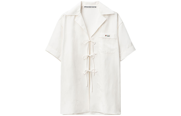 Order (W) アレキサンダー・ワン ジャカード レースアップ 半袖シャツ シルバー ホワイト SS22 1WC1221583-110