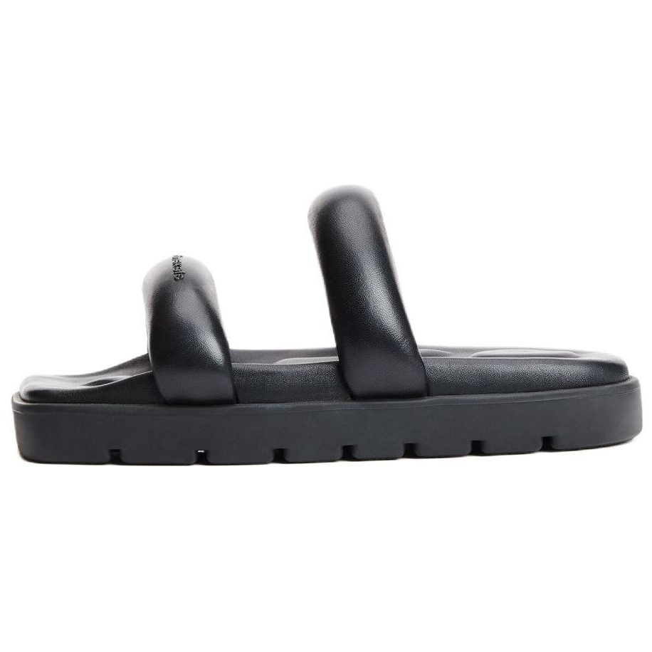 (Women) Alexander Wang Jay Black Sheepskin Square-Toe Slide Sandals 30324F059001