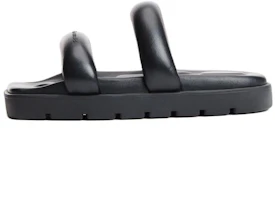 (Women) Alexander Wang Jay Black Sheepskin Square-Toe Slide Sandals 30324F059001 (Women) Alexander Wang Jay Black Sheepskin Square-Toe Slide Sandals 30324F059001