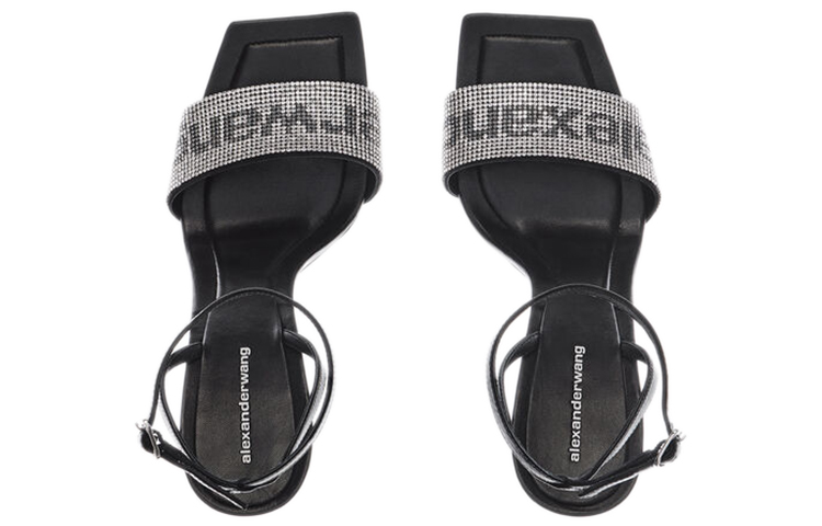 (W) Alexander Wang Julie 'Crystal Logo Black Sandal' 圖 3