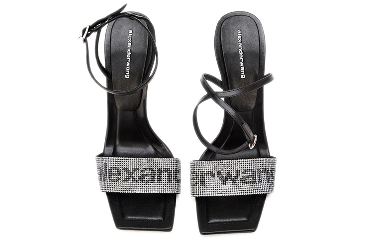 (W) Alexander Wang Julie 'Crystal Logo Black Sandal' 圖 4