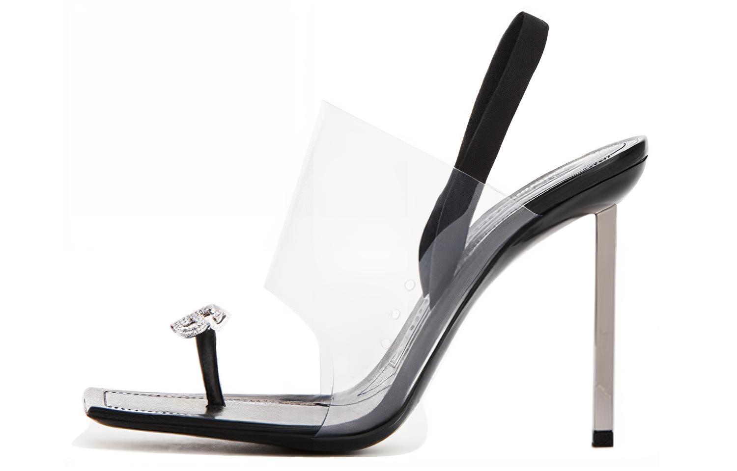 (W) Alexander Wang Kaia High Heel Shoes 'Crystal Logo Black'