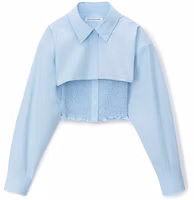 (Women) Alexander Wang Layered Buckle Strap Long Sleeve Shirt Women - Light Blue 4WC3231407-423 (Women) Alexander Wang Layered Buckle Strap Long Sleeve Shirt Women - Light Blue 4WC3231407-423