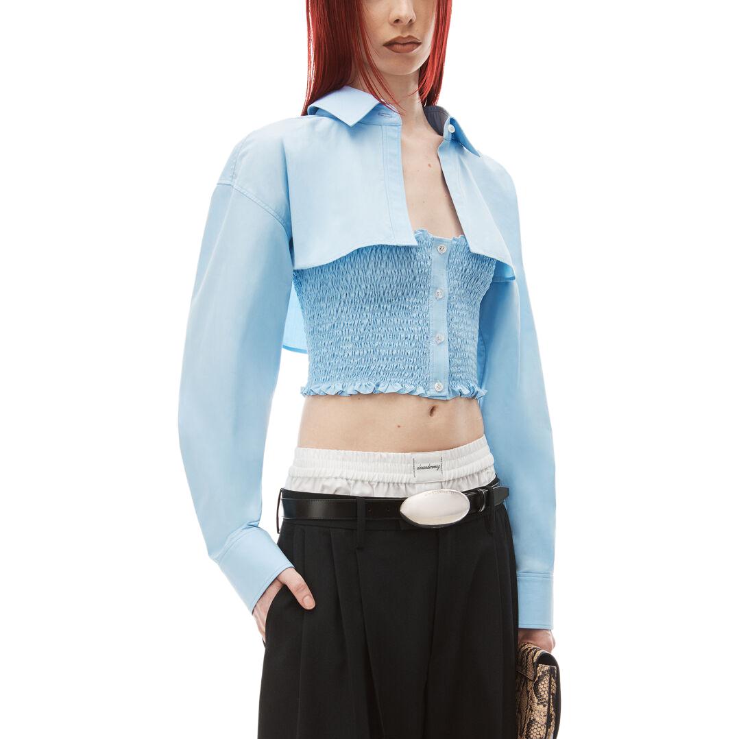 Shop (W) アレキサンダーワン レディース レイヤードバックルストラップシャツ - ライトブルー 4WC3231407-423
