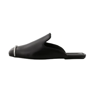 (W) Alexander Wang Leather Flat Sandal 'Black Fashion'