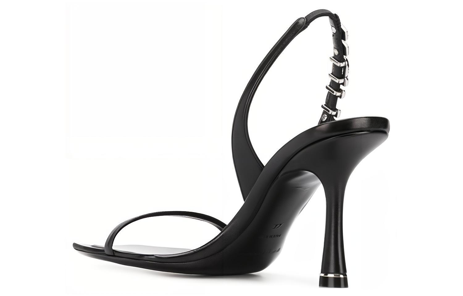 Shop (W) 알렉산더 왕 블랙 가죽 슬립온 하이힐 슬라이드 30C120P072001