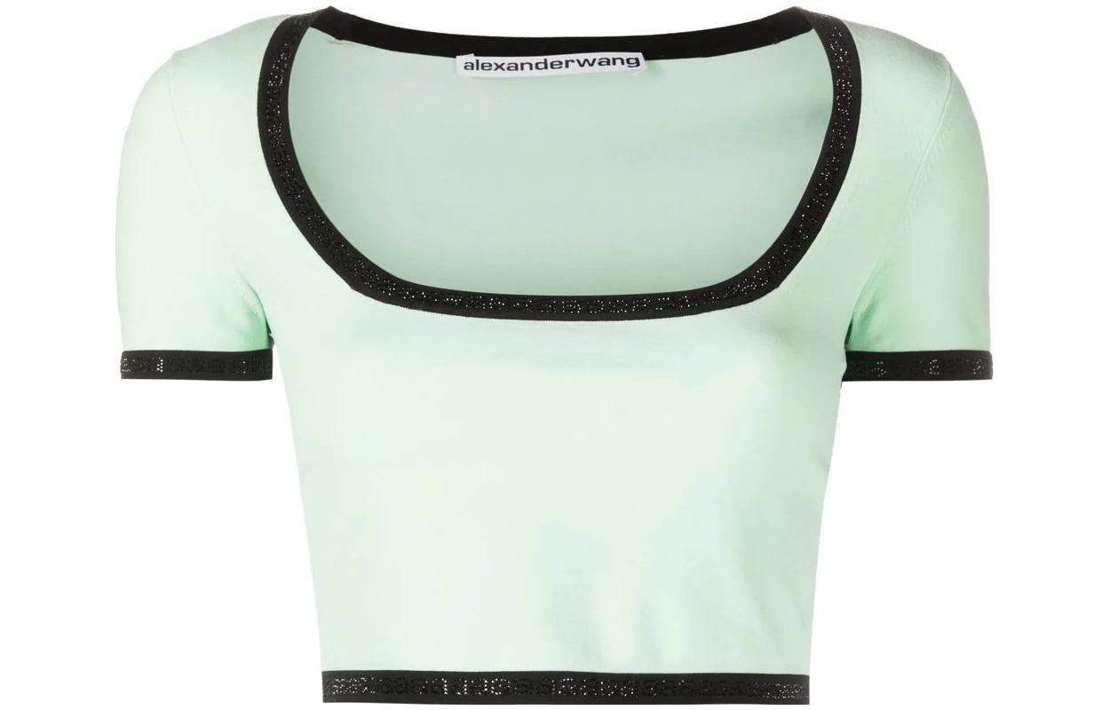 (Women) Alexander Wang Letter Logo  T-Shirt Light Green 1KC2231007-350 圖 2