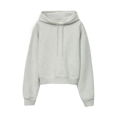 (Women) Alexander Wang Logo Cuff Fleece Hoodie in Gray. 4CC1202025-050