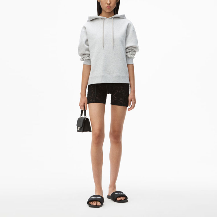(Women) Alexander Wang Logo Cuff Fleece Hoodie in Gray. 4CC1202025-050 圖 3