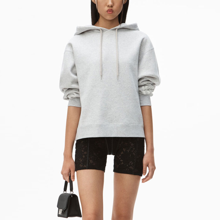 (Women) Alexander Wang Logo Cuff Fleece Hoodie in Gray. 4CC1202025-050 圖 5