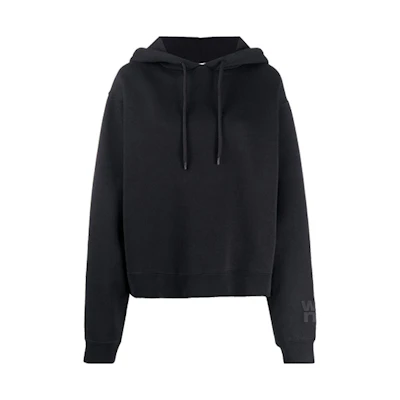 (Women) Alexander Wang Logo Cuffed Fleece Hoodie in Black 4CC1202025-001