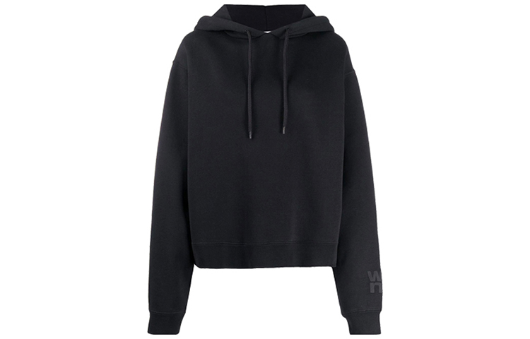 (Women) Alexander Wang Logo Cuffed Fleece Hoodie in Black 4CC1202025-001 圖 2