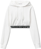 (Women) Alexander Wang Logo Drawstring Hoodie Sweatshirt Bright White. 4CC1211197-111 (Women) Alexander Wang Logo Drawstring Hoodie Sweatshirt Bright White. 4CC1211197-111