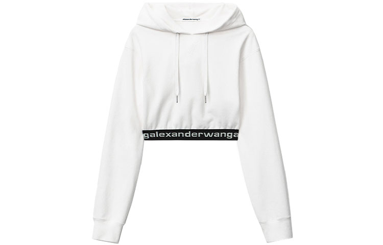 Order (W) 알렉산더 왕 로고 드로스트링 후드 스웻셔츠 브라이트 화이트. 4CC1211197-111