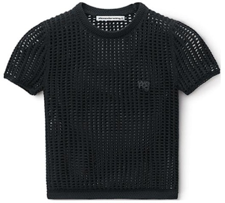 (W) Alexander Wang Logo Crochet Crewneck Hitam T-Shirt Wanita SS24 4KC2241018-Black Buy (W) Alexander Wang Logo Crochet Crewneck Hitam T-Shirt Wanita SS24 4KC2241018-Black