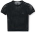 Order (W) Alexander Wang Logo Crochet Crewneck Hitam T-Shirt Wanita SS24 4KC2241018-Black