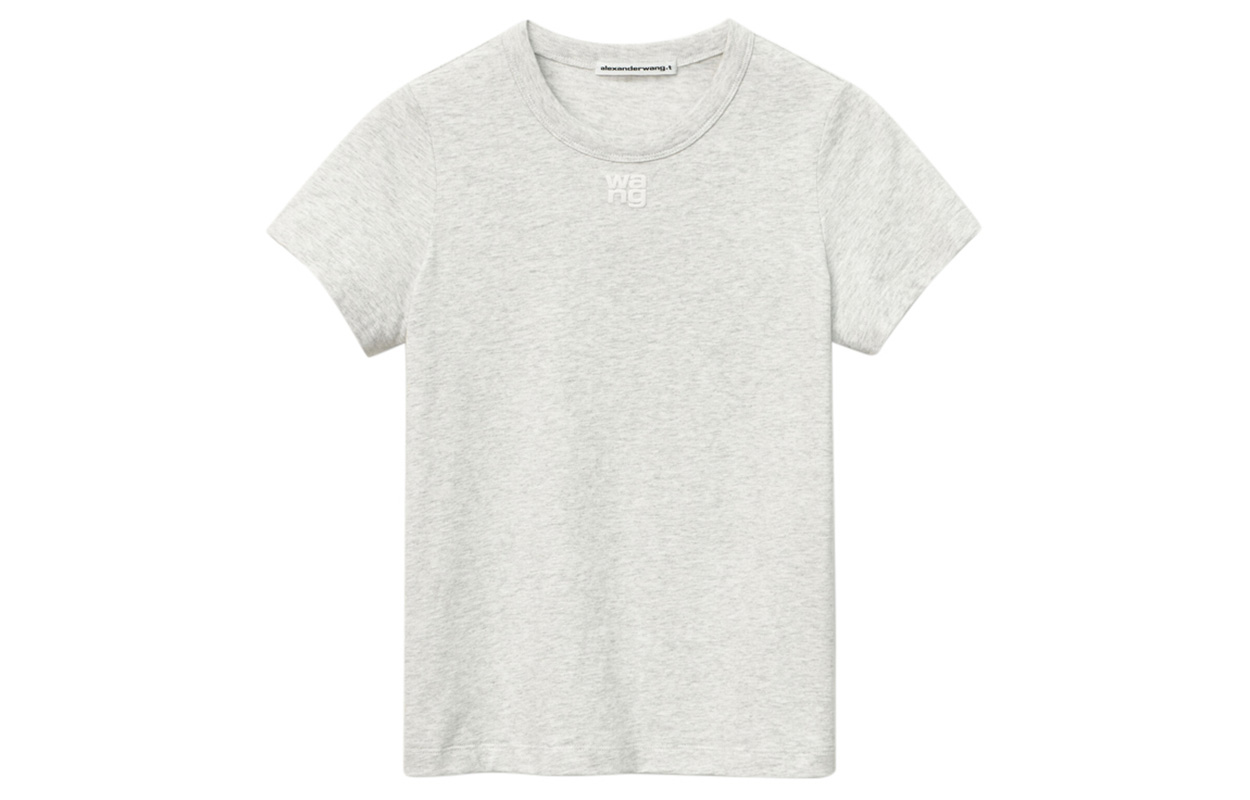 (Women) Alexander Wang Logo Embroidered Crewneck T-Shirt Grey Short Sleeve 4CC1201154-050