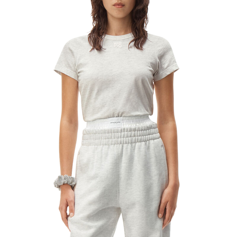 Lookbook (W) 亚历山大王标志刺绣短袖圆领T恤灰色 4CC1201154-050