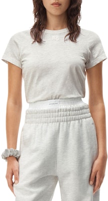 (W) Alexander Wang Camiseta Gris de Manga Corta con Logo Bordado Crewneck. 4CC1201154-050 Lookbook (W) Alexander Wang Camiseta Gris de Manga Corta con Logo Bordado Crewneck. 4CC1201154-050