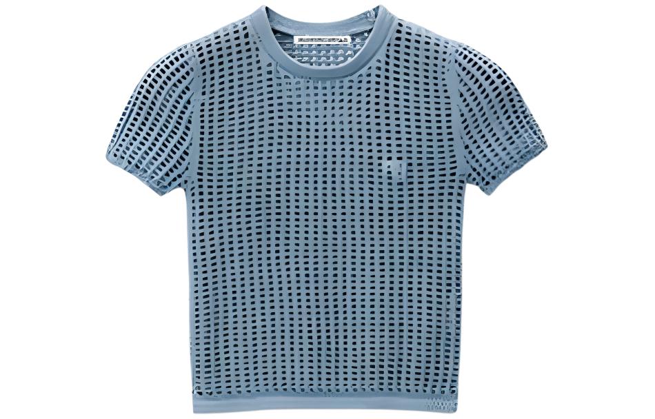(Women) Alexander Wang Logo Embroidered Crochet Knit Tee SS24 Navy Blue 4KC2241018-Deep Oxford Blue
