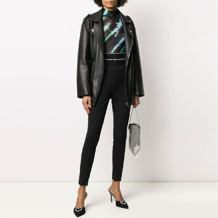 Purchase (Women) Alexander Wang Logo High-Waist Zip Leggings Black 1WC1204218-001