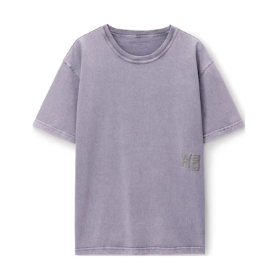(Women) Alexander Wang Logo Oversized Purple Crewneck Short Sleeve T-Shirt Women. 4CC32213576-87A