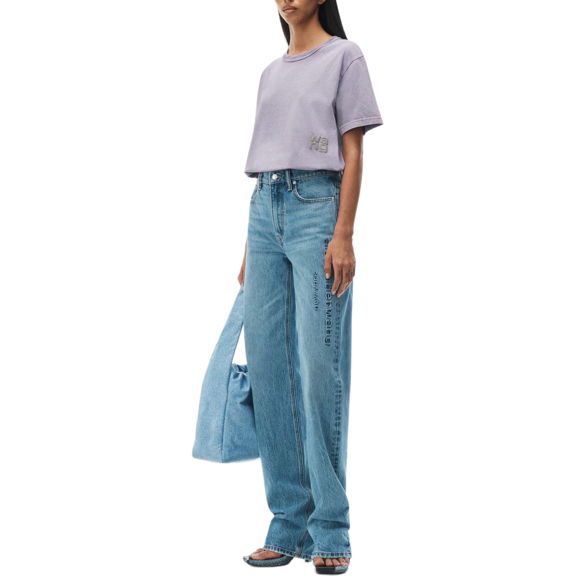 Lookbook (W) Alexander Wang 紫色寬鬆Logo短袖T恤 女款 4CC32213576-87A
