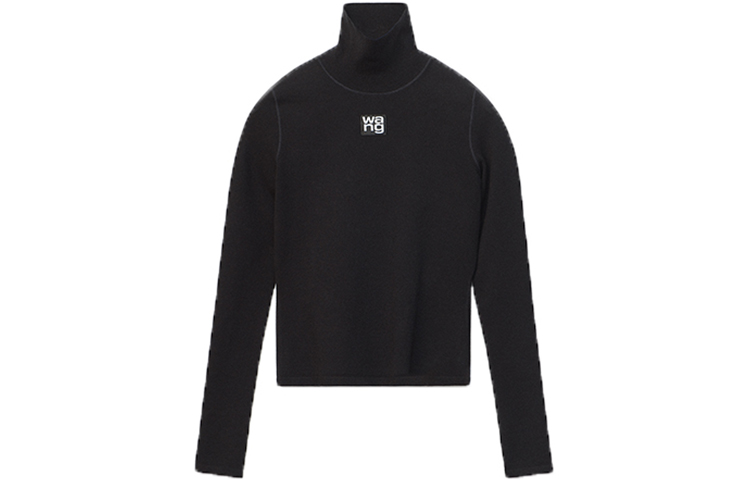 (Women) Alexander Wang Logo Patch Turtleneck Knit Sweater Black 4KC2201012