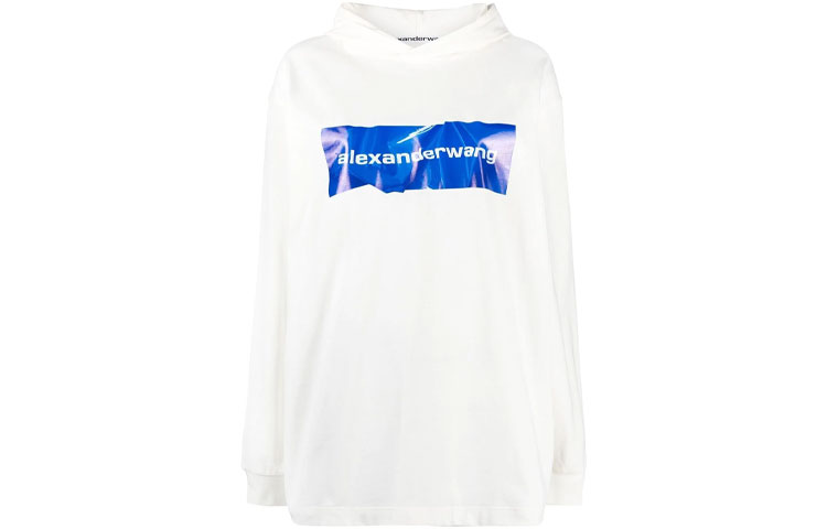 (Women) Alexander Wang Logo Print Hoodie Pullover - White UCC2211001-110