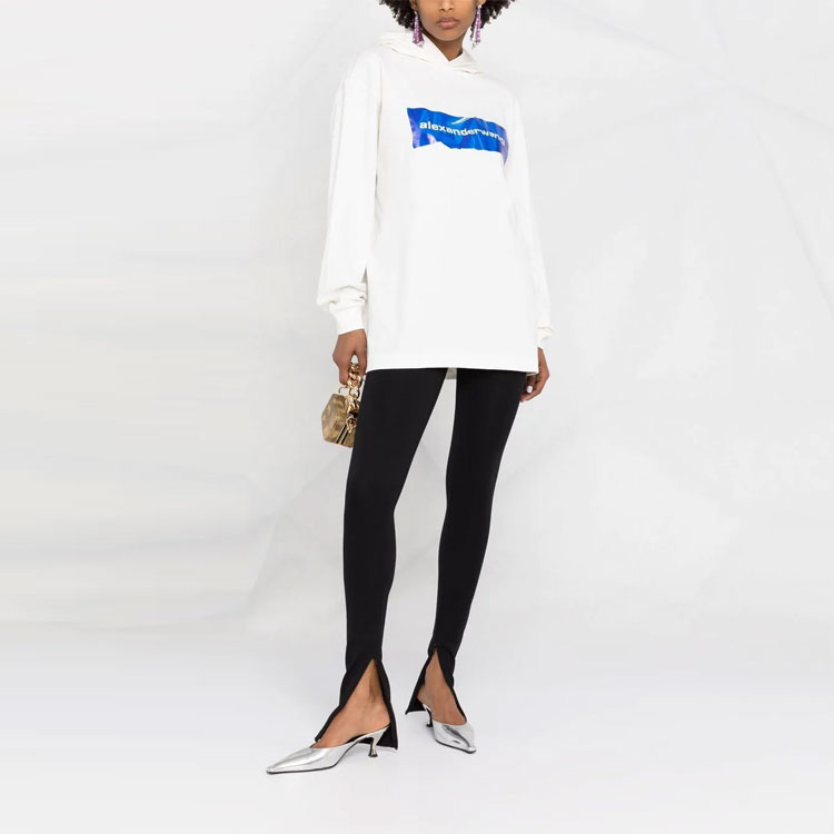 Lookbook (W) 알렉산더 왕 로고 프린트 후드 풀오버 - 화이트 UCC2211001-110