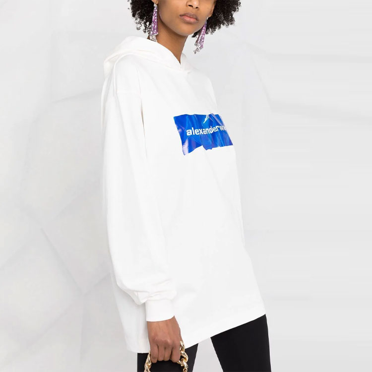 Details for (W) 알렉산더 왕 로고 프린트 후드 풀오버 - 화이트 UCC2211001-110