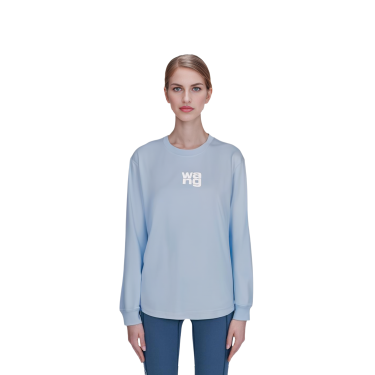 Sizing (W) 알렉산더 왕 로고 프린트 오버사이즈 긴팔 티셔츠. UCC1211024-458