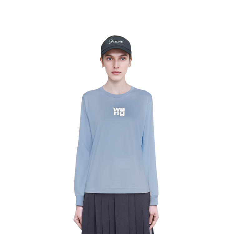 Cheap (W) 알렉산더 왕 로고 프린트 오버사이즈 긴팔 티셔츠. UCC1211024-458