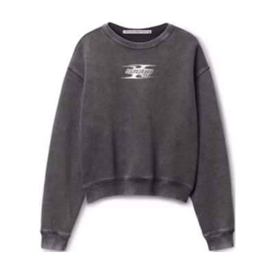 (Women) Alexander Wang Logo Print Oversized Pullover Sweatshirt Black 4CC4241513208A