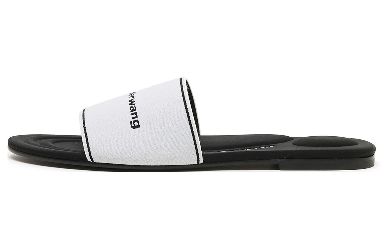 Buy (Women) Alexander Wang Logo Print Slides 'White' 30221S033100