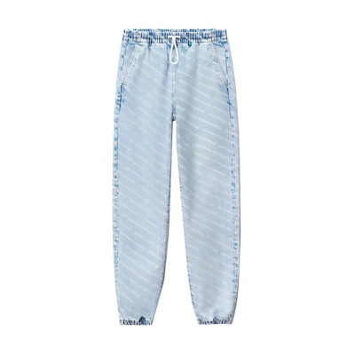 (Women) Alexander Wang Logo Printed Slim Fit Denim Joggers Blue 4DC3214996-274